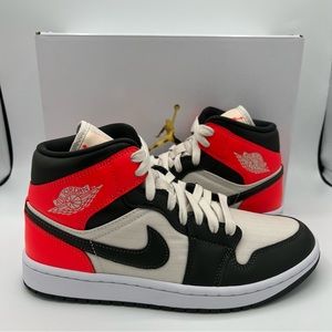 NWB Air Jordan 1 Mid SE Light Orewood Brown/ Newsprint Sneakers